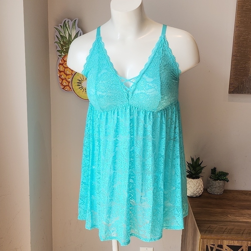 Torrid - Simply Lace Xo Front Babydoll in Blue Radiance - Picture 2 of 12